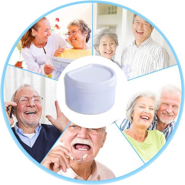 Caja para dentaduras postizas, Caja de almacenamiento para dentaduras postizas, Recipiente para limpieza de dentaduras postizas, con cepillo de dientes falso, para el cuidado de la dentadura postiza - Image 3