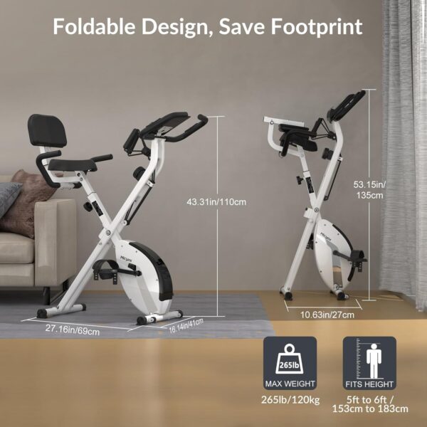 Bicicleta Estática, Micyox MX-600 Bicicleta de Ciclismo Interior Plegable Magnética con Pantalla LCD y Sensor de Frecuencia Cardíaca, Bicicleta con Bandas de Resistencia que Ahorra Espacio - Image 5