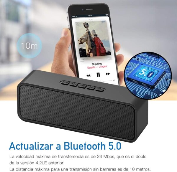 Sonkir Altavoz Bluetooth portátil, Altavoz inalámbrico Bluetooth 5.0 con Graves estéreo 3D Hi-Fi, batería incorporada de 1500 mAh, Tiempo de reproducción 12H (Negro) - Image 4