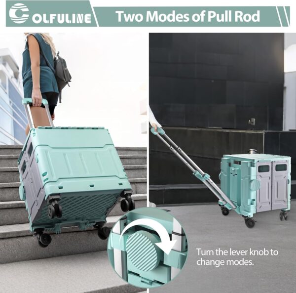 COLFULINE Carro Carrito de Compra Plegable con Rueda Giratoria de 360° Silencioso,Capacidad de 50 litros, Capacidad de Carga hasta 70 kg para Comestibles, Compras, Oficina - Image 5