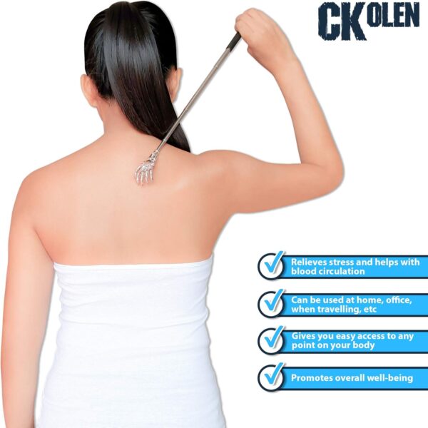 Ckolen Rascador de Espalda Telescópico, Palo de Masaje Extensible, Masajeador Rascador de Espalda para Aliviar la Picazón - Image 4