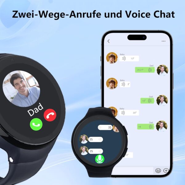 PTHTECHUS Reloj Inteligente Niños GPS, Smartwatch Niña 4G con Llamada Telefónica, WiFi, Videollamada, SOS, Chat Función, Pantalla Táctil HD Reloj Inteligente para Niños y Niñas de 5 a 15 Años - Image 4