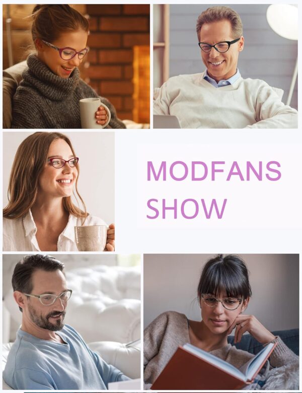 MODFANS Un Pack de 4 Gafas de Lectura Mujeres Anti Luz Azul,Lente Clara,Vision Clara - Ligeras Comodas,Colores Mezclados - Image 6