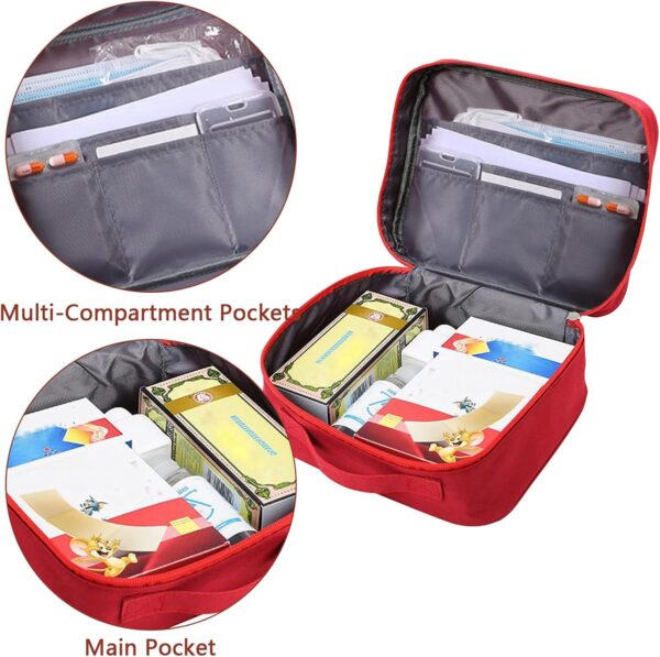 Wesoke Bolsa de primeros auxilios, color rojo, bolsa de almacenamiento médico vacía, kit médico de supervivencia, portátil, grande, bolsa de suministros médicos de emergencia para el hogar, camping, - Image 5