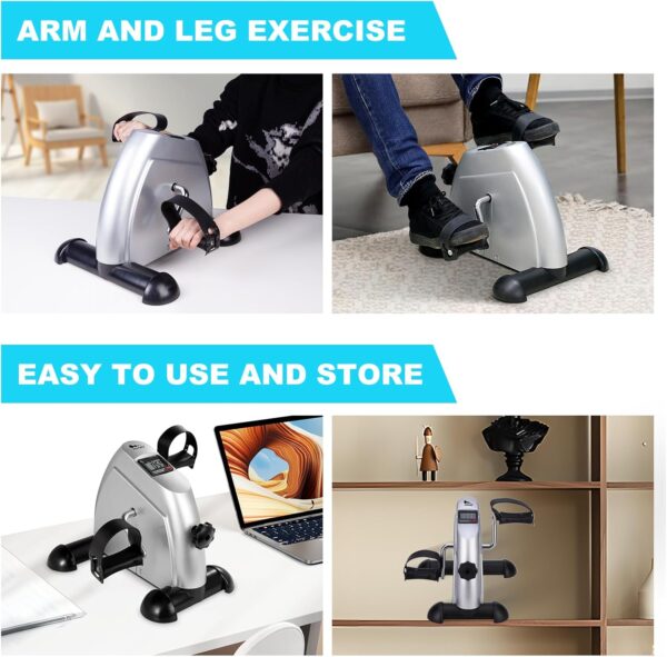 Himaly Mini Bicicleta Estática con Pantalla LCD para Entrenamiento de Brazos y Piernas Pedales Estaticos Minibicicleta Ajustable para Hacer Ejercicio en Casa con tapete antideslizante y correa fija - Image 3