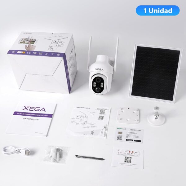 Xega 4G Camara Solar Exterior con Tarjeta Sim, LTE Cámara Vigilancia Inalámbrica con Batería 2K HD IP PTZ 355°/90°,Visión Nocturna,Detección De Movimiento,Alarma de Luz y Sonido, TF&Cloud,IP66 - Image 8