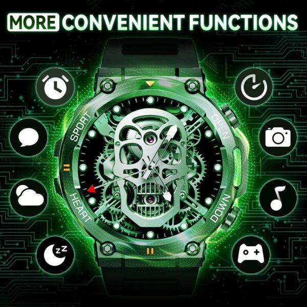 GaWear Reloj Inteligente Hombre, Hombre 1.39"HD Pantalla Táctil Completo con Llamadas Pulsómetro Presión Arterial,Monito de Sueño,Podómetro Pulsera Android iOS(Verde) - Image 6