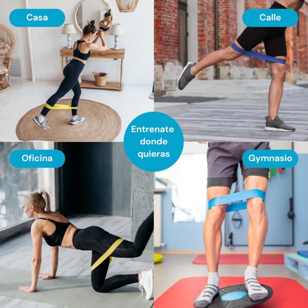 Bandas Elásticas Musculación Fitness, Set de 5 Gomas Elásticas Musculación Antideslizantes de Tela, Cintas elásticas musculación de Resistencia para Crossfit Yoga Pilates Glúteos Piernas. - Image 3