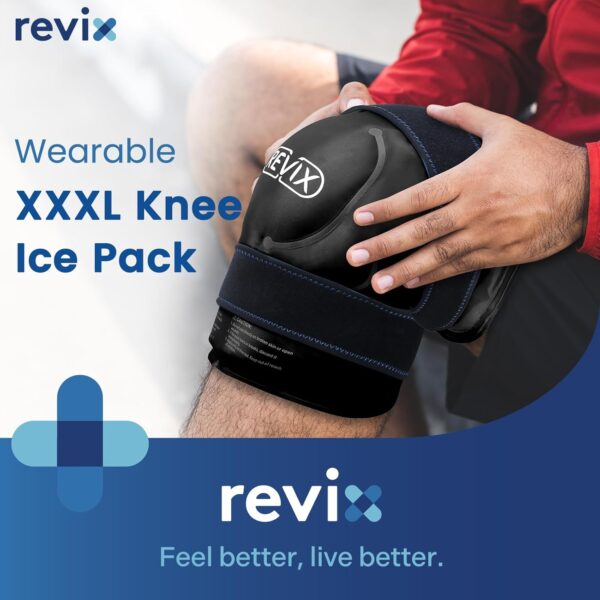 REVIX Paquete de hielo XXXL de 20 pulgadas para rodillas reutilizable, envoltura de rodilla de hielo con compresión fría para artritis, desgarro de menisco y ACL - Image 2