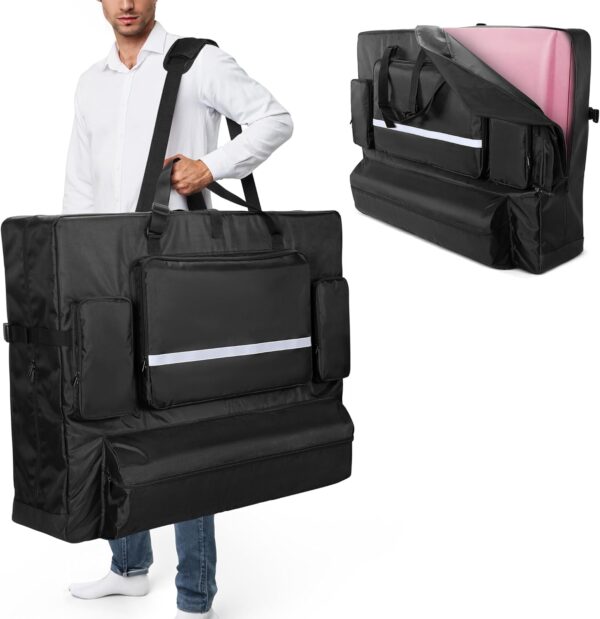 Luxja Bolsa para Camilla de Masaje Adapta Camilla de Masaje Plegable 24" a 30" de Ancho, Bolsa de Transporte para Mesa de Masaje con Bolsillos Accesorios, Negro