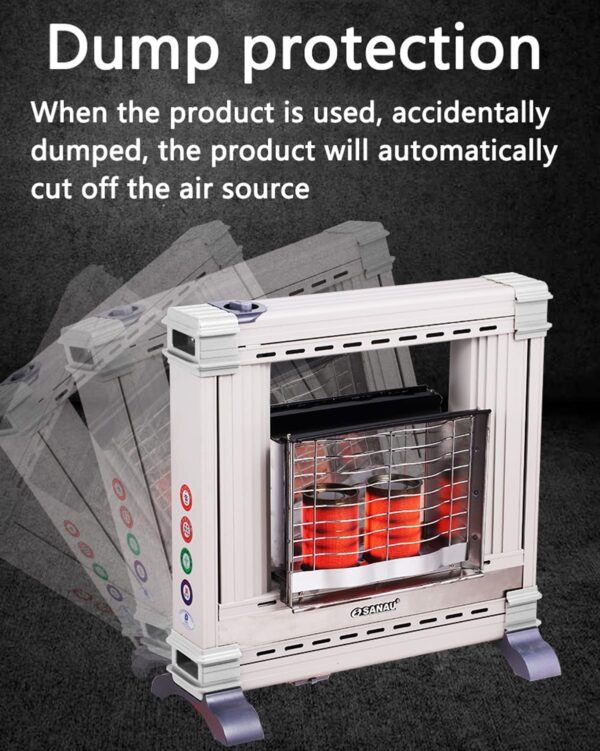 HYQNG Calentador de Gas Natural, calefacción de Cobertura Total de 360°, Calentador portátil con protección contra descargas, Adecuado para Espacios de 30-80 m^2, Regulación de Temperatura - Image 3
