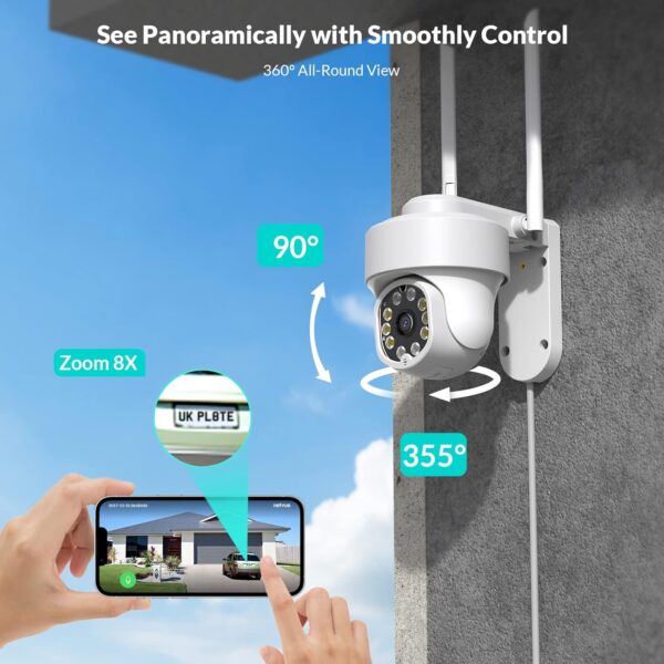 NETVUE Camara Vigilancia WiFi Exterior, Domicilio FHD Vista a 360° y Audio Bidireccional, Interior y Detección de Movimiento, Visión Nocturna en Color - Image 3