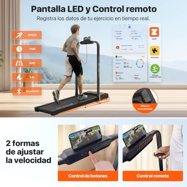 Mobvoi Home Treadmill Plus 3 en 1 Cinta de Correr Plegable para Debajo del Escritorio con Almohadilla para Caminar de 2,5 HP, compacta, para Oficina en casa, Control Remoto, 120 kg, 12 km/h - Image 3