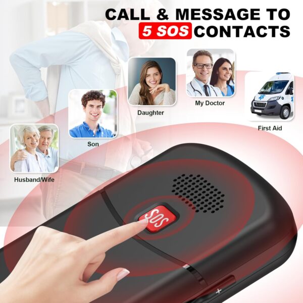 CHAKEYAKE Telefono Movil para Mayores Libre con Teclas Grandes, Doble SIM gsm Teléfono Móvil Basico con SOS Botón | Base de Carga | Fácil de Usar para Ancianos (Negro) - Image 3
