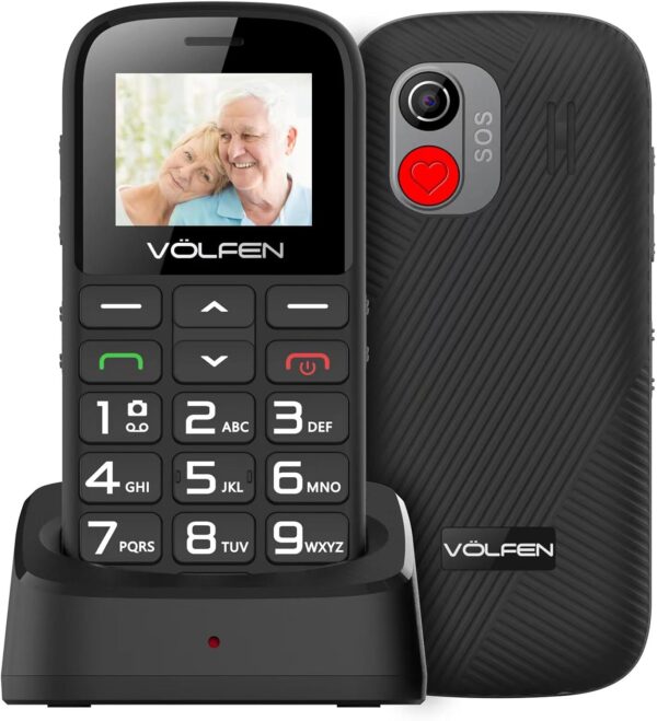 Astro SR - Teléfono Móvil para Personas Mayores con Botón SOS y Base Cargadora, Teclas Grandes Volumen Alto, USB-C, Teclado con Voz, Batería 1400mAh, Fácil de Usar Celular para Ancianos – Color Negro - Image 4