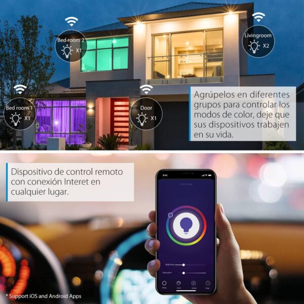 LVWIT Bombillas Inteligentes E14, Compatible con Alexa, Google Home Assistant y Smart Life/Tuya App, Bombilla Wi-Fi R50 4.9W 470 Lm, Lámpara Regulable LED equivalente a 40W - 2 Unidades. - Image 4