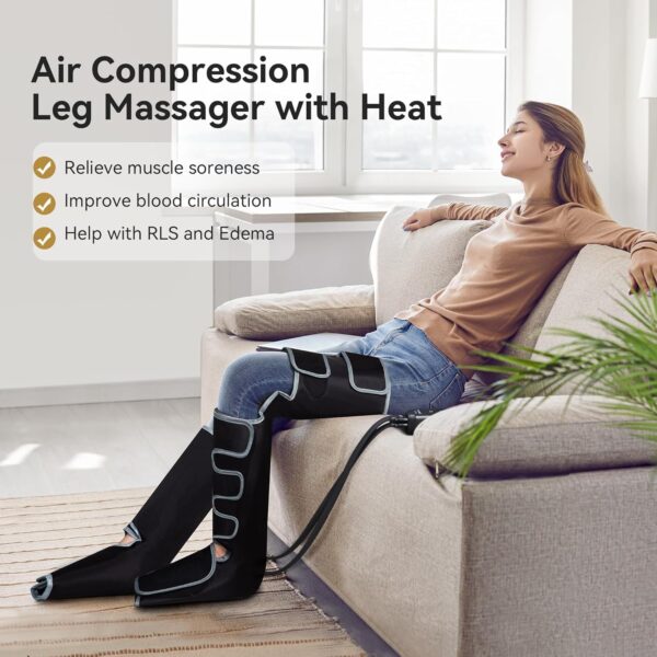 FIT KING Presoterapia Piernas con Calor, Masajeador de Piernas para el Dolor y la Circulación Botas Presoterapia para Edemas, Relajación Rápida Calienta toda la pierna y el pie - Image 3