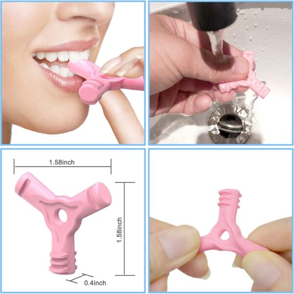 Caja Para Aparatos de Ortodoncia,2X Caja Dentadura Postiza, Caja De Retenedor, Caja De Almacenamiento De Dentadura, con 2X Herramienta de Extracción de Alineador, 2X Chewies Forma de Y, Rosa+Blanco - Image 4