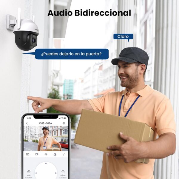 Tenda CH3 Camara Vigilancia WiFi Exterior - Visión Nocturna 30m, 360° PTZ Cámara IP 1080P, Soporte ONVIF CCTV Camera Vigilancia, Detección Movimiento, Audio Bidireccional, IP66, Compatible con Alexa - Image 6