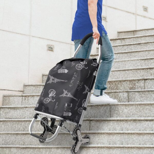 Carrito de la compra con marco de aluminio estable y bolsa de lona impermeable extraíble. El compañero ideal para compras cómodas y prácticas - Image 8