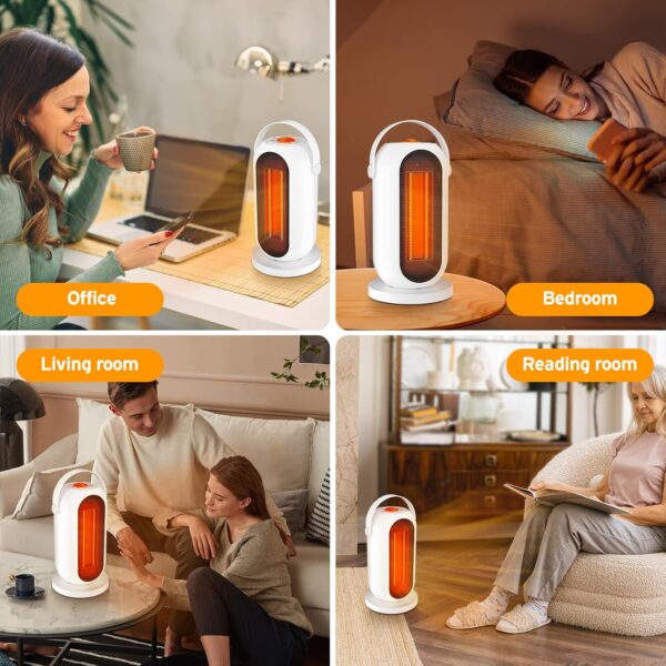 Calefacción eléctrica PTC, calentador de ventilador eléctrico, 1500 W, calefacción adicional, 90 °, oscilación, 3 modos, portátil de ahorro de energía, para sala de estar, dormitorio y oficina - Image 7