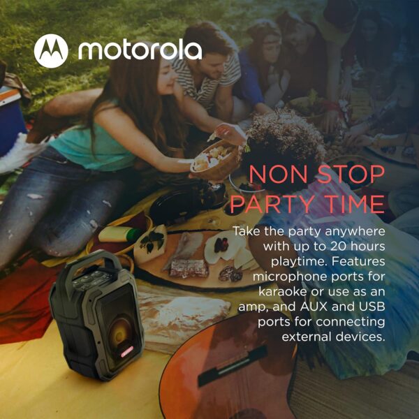 Motorola Sound ROKR 800 - Altavoz Bluetooth - Batería de 20 horas de duración - Radio FM - LED de colores - Puertos DC, USB, AUX y MIC - Tecnología inalámbrica verdadera - Negro - Image 5