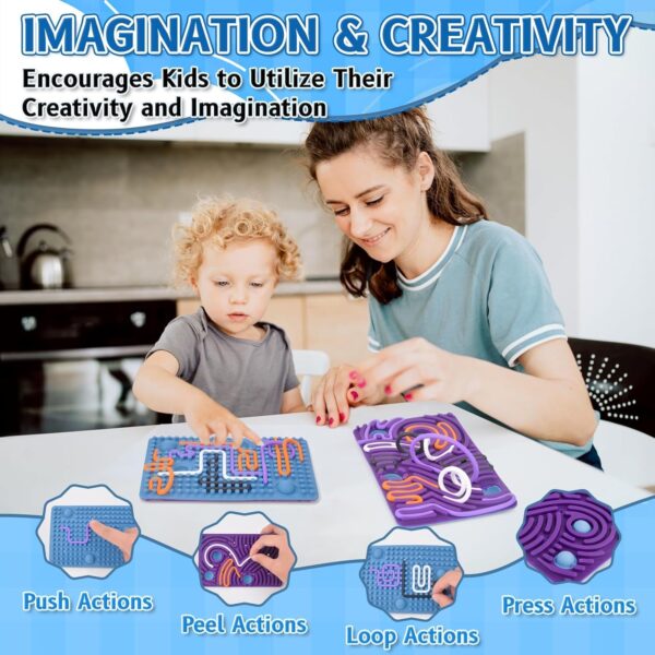 Vibbang Sensory Activity Board, Juguete Antiestrés De Silicona, Juguetes Sensoriales Táctiles, Diseño De Doble Cara, para Calmar El Estrés, La Ansiedad, El Tdah y El Autismo (A) - Image 3