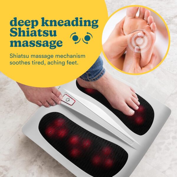 HoMedics Deluxe Shiatsu Masajeador Eléctrico para Pies con Calor – 6 Nodos Giratorios, 18 Cabezales de Masaje Plantar, Suaviza los Músculos - Image 3