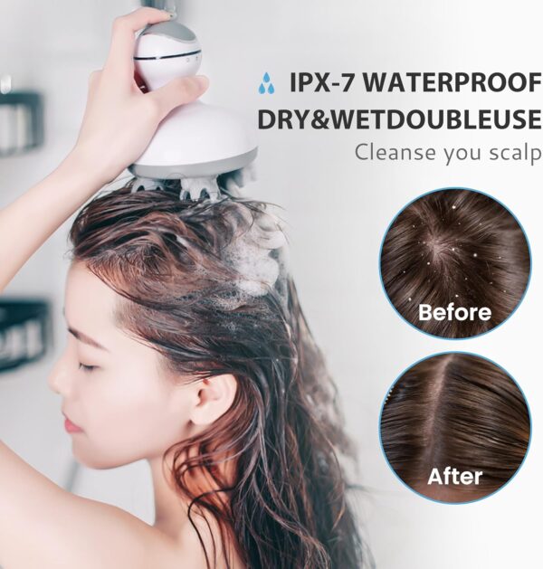 COMFIER Masajeador Inalámbrico para el Cuero Cabelludo:Rascador Eléctrico de Masaje de Cabeza con 84 Nodos de Amasamiento, para Crecimiento del Cabello y Relajación del Estrés (Blanco) - Image 4