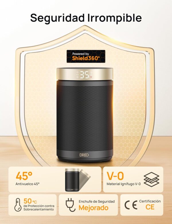 Calefactor Cerámico Dreo Para Interiores, Calefactor con Termostato Portátil, Temporizador de 12H, Modo Eco y Ventilador, Calentador Cerámico PTC de 1500W Rápido y Seguro para Oficina Dormitorio Casa - Image 4