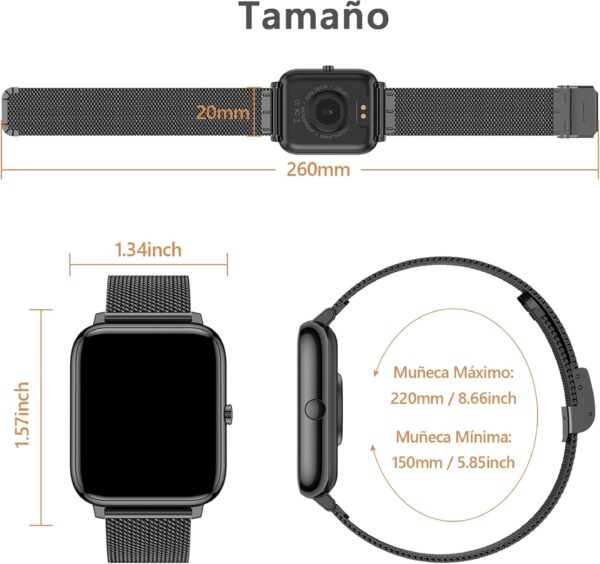 KALINCO Reloj Inteligente Hombre Mujer, Smartwatch Hombre con Oxígeno Sanguíneo Presión Arterial Frecuencia Cardíaca Sueño, Reloj Deportivo para Android iOS - Image 7