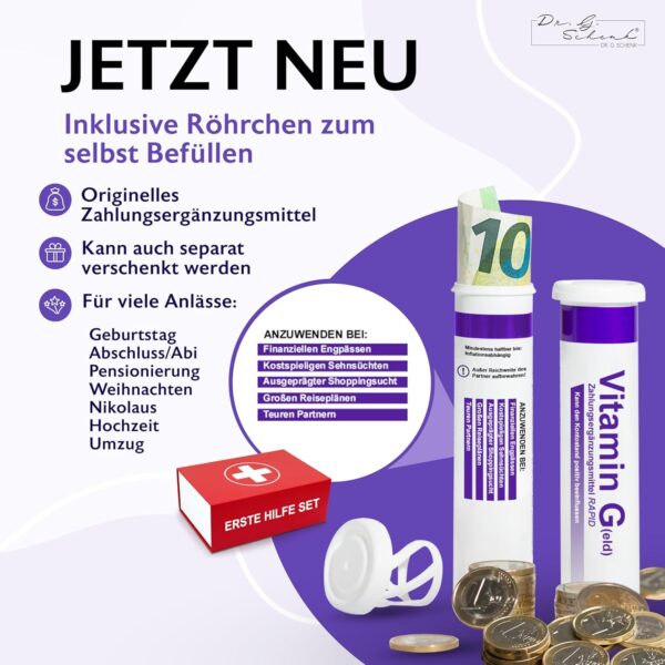 Divertido juego de primeros auxilios – Caja de regalo – 12 piezas – Divertido regalo de cumpleaños para 20 cumpleaños con contenido variado – para hombres y mujeres, incluye regalo de dinero, - Image 3