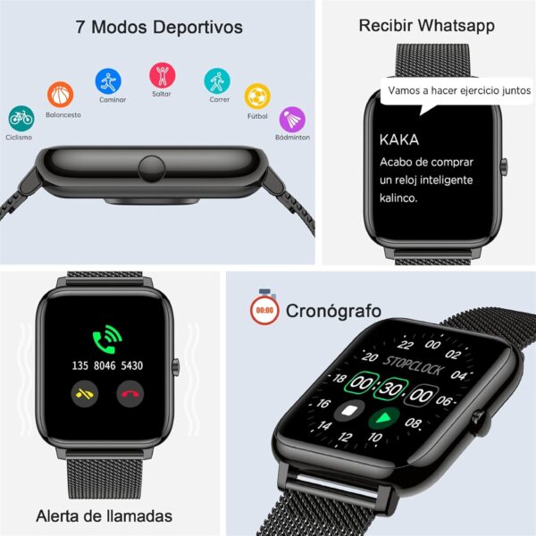 KALINCO Reloj Inteligente Hombre Mujer, Smartwatch Hombre con Oxígeno Sanguíneo Presión Arterial Frecuencia Cardíaca Sueño, Reloj Deportivo para Android iOS - Image 2