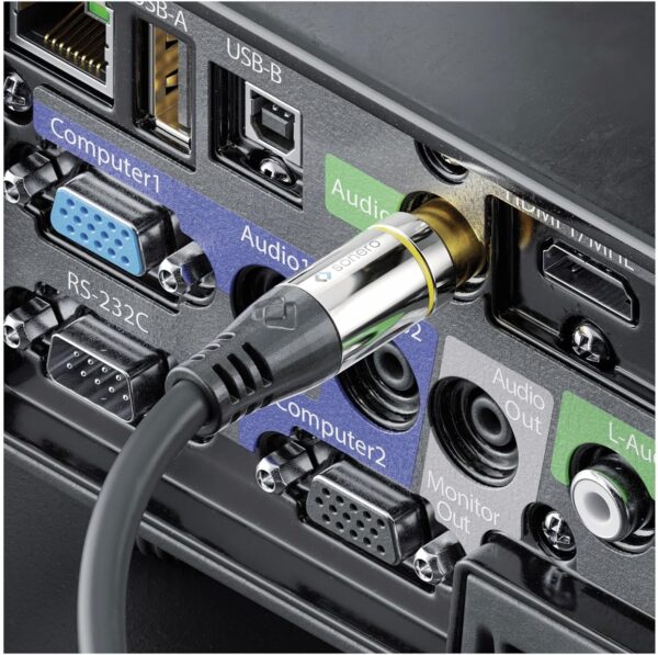 sonero® Premium 1,50m de Cable Cinch, 1x Enchufe Cinch a 1x Enchufe Cinch, Apto para Amplificador, subwoofer, Beamer, Receptor AV, Negro - Image 3
