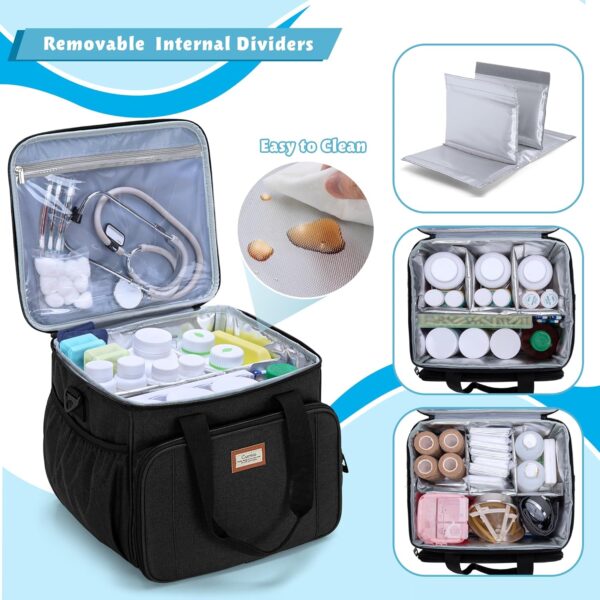 CURMIO Bolsa Médica Aislante, Bolsa Botiquín Portátil para el Hogar, Bolsa de Emergencia para Suministros Médicos y Medicamentos, Negro - Image 3
