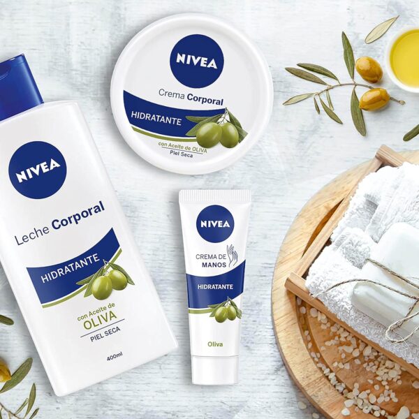 NIVEA Leche Corporal Aceite de Oliva en pack de 6 (6 x 400 ml), leche hidratante corporal con ingredientes naturales, crema para el cuidado de la piel seca - Image 4