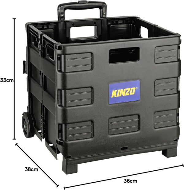 Kinzo Carrito de Compras Plegable - Caja Plegable - hasta 25KG - con Ruedas - Negro - Image 5