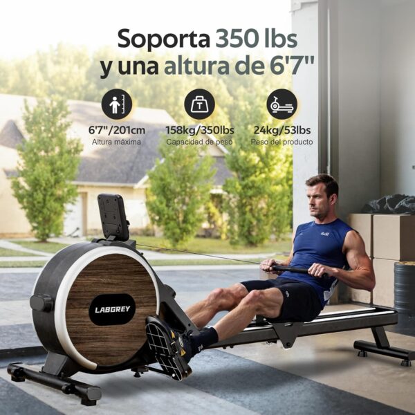 Máquina de Remo LABGREY Magnética Bluetooth para Casa, Compatible con App, Rieles de Aleación, Silenciosa y Estable, Soporta hasta 158 kg, Ideal para Entrenamiento Cardio en el Hogar - Image 3