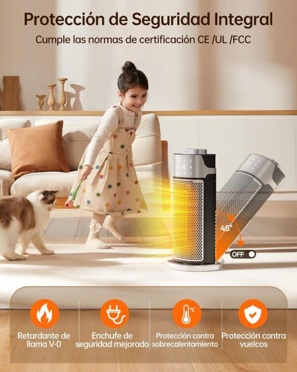 Calefactor Electrico Bajo Consumo, Primevolve 2000W Calefactor Ceramico con ECO Modo y Humidificación Soporte de Control Remoto 12H Timing 70° Oscilación, para Dormitorio Oficina Hogar - Image 7