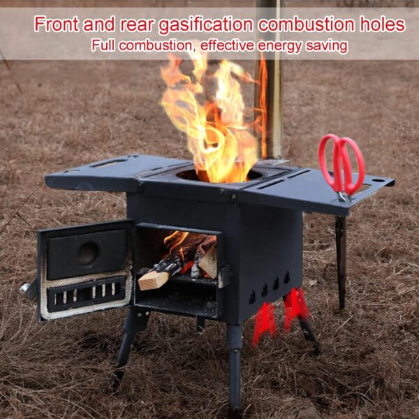 JIAOCKJIAO Calentador Estufa de Camping móvil, Estufa de Lena portatil Kit de Chimenea, Acero Inoxidable, para cocinar con calefacción en el hogar, BBQ Picnic para Tienda de ​campaña al Aire Libre - Image 4
