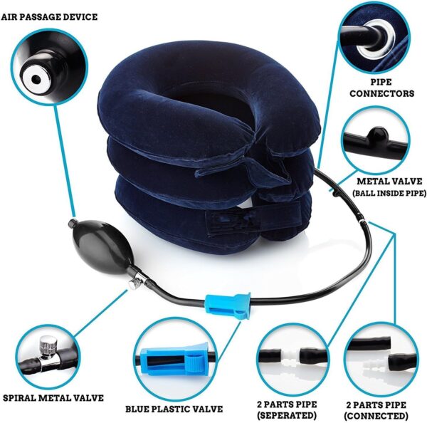 Aparato de tracción cervical, de Amazing Mall, producto registrado en la FDA, almohada de cuello hinchable y ajustable para el hogar, para alinear la columna vertebral - Image 4