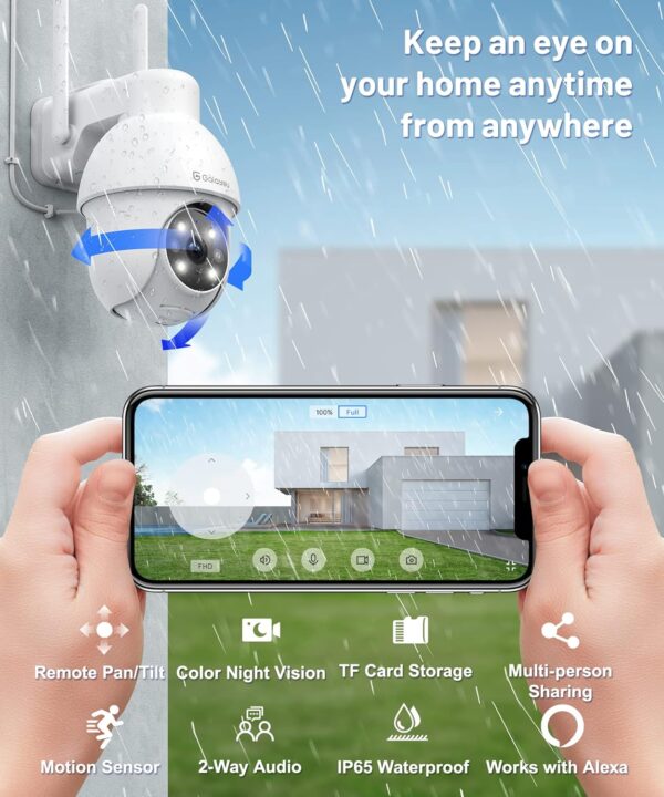 GALAYOU Camara Vigilancia WiFi Exterior - 2K Camaras IP Vigilancia Domicilio 360° con Visión Nocturna en Color, Alerta de Movimiento, 24/7 Grabación en Tarjeta SD, IP65, Compatible Alexa - Image 3