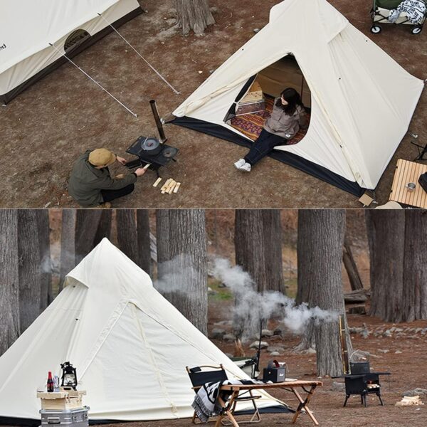 JIAOCKJIAO Calentador Estufa de Camping móvil, Estufa de Lena portatil Kit de Chimenea, Acero Inoxidable, para cocinar con calefacción en el hogar, BBQ Picnic para Tienda de ​campaña al Aire Libre - Image 6