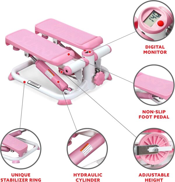 Sunny Health & Fitness Máquina de Pasos Rosa de Cuerpo Total - P2000 - Image 3