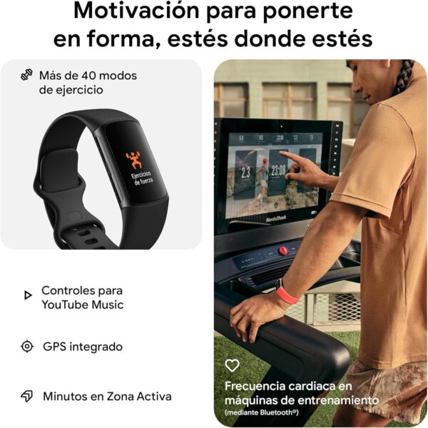 Google Fitbit Charge 6 Pulsera de actividad con 6 meses de suscripción al servicio Premium incluidos, 7 días de batería, Google Wallet y Google Maps - Image 3
