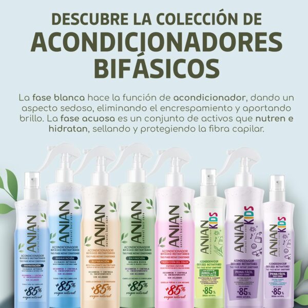 ANIAN - Acondicionador sin Aclarado, 400 ml, Acondicionador Bifásico Hidratación, para Todo Tipo de Cabellos, Desenreda y Controla el Encrespamiento, con Proteína de Seda, Trigo y Queratina - Image 6