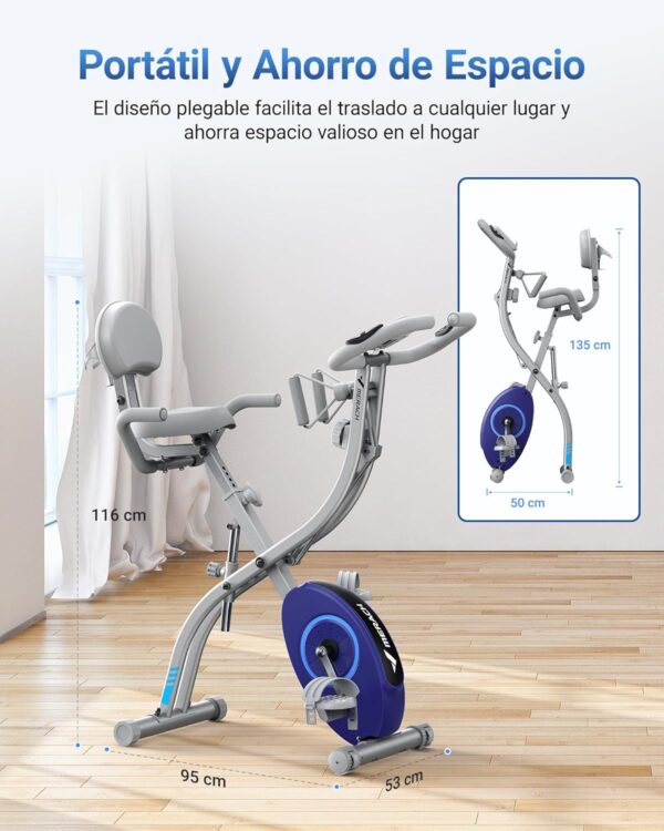 MERACH Bicicleta Estática Plegable 4 en 1, Bici Spinning con Monitor LCD y Medición de Pulso Manual, Bicicletas Fitness Magnéticas con Cómodo Cojín de Asiento, para el Hogar, Ahorro de Espaci - Image 5