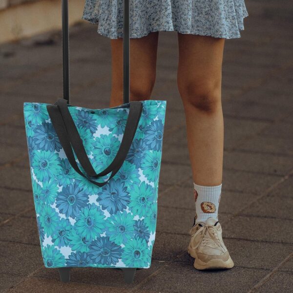 OUNONA Bolsa De Compras con Ruedas Bolsas Plegables con Carrito De Compras Bolsa De Viaje con Flores para Viajar A 21Kg - Image 7