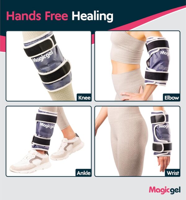 Paquete de hielo en la rodilla con envoltura profesional - Compresión y terapia de frío - Reutilizable para artritis, esguinces, tendinitis de la rótula - (por Magic Gel) - Image 5