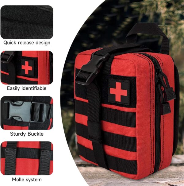 Krisvie 2Pcs Médica Bolsa Primeros Auxilios Bolsa Táctica Compacta Botiquín y el Esquileo de Los Primeros Auxilios - Image 2